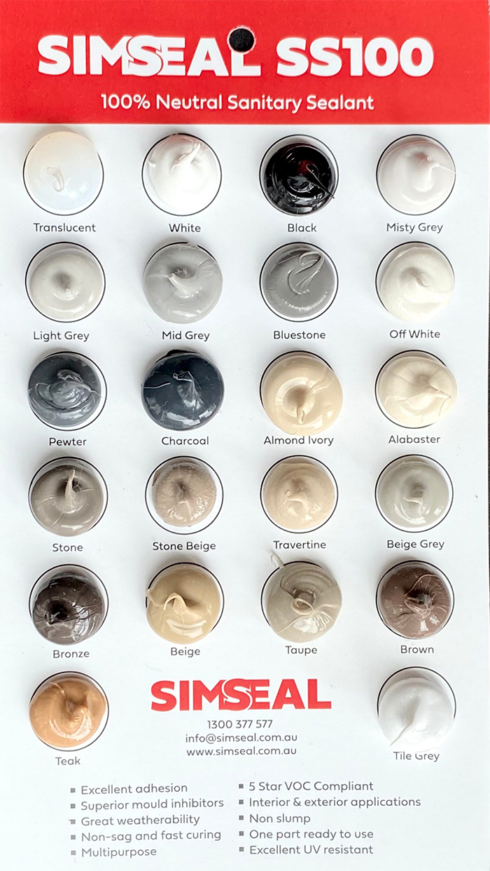 simseal silicon sealant suppliers colour chart