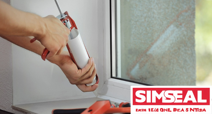 Applying silicone sealant to a crack in a window