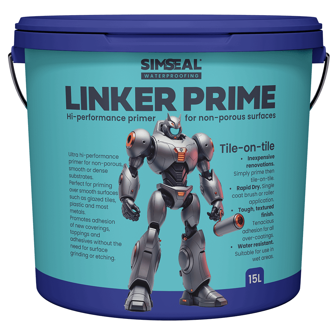Linker Prime applied to glazed tiles for adhesion